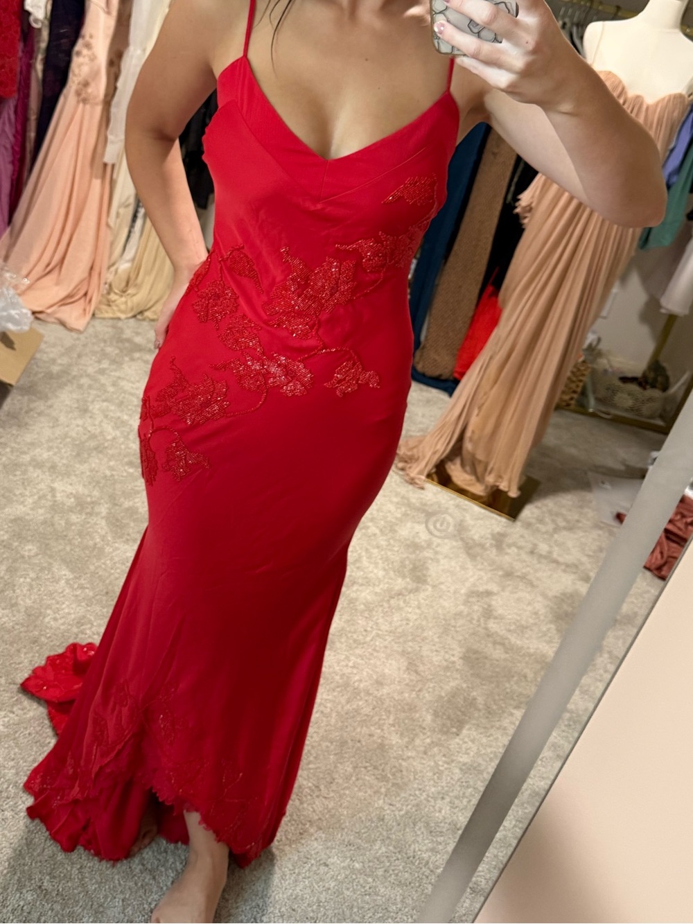 ANASTELLE
Red Hand Beaded Embellished Satin Maxi Dress - Limited Edition - Picture 10 of 12
